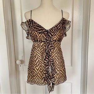 Vintage Y2K Milly of New York Silk Animal Print Top | Spaghetti Strap | size 10